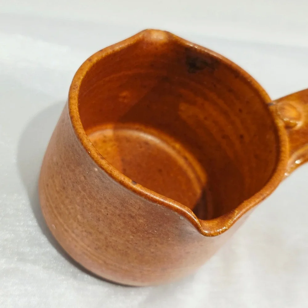 Flame 2007 Studio Pottery Ceramic Pot Syrup Butter Warmer Rustic Farm Home Decor